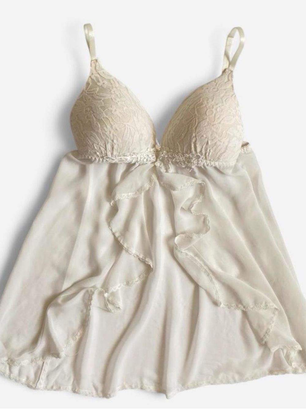 Y2k white embellished babydoll bustier lingerie open front top